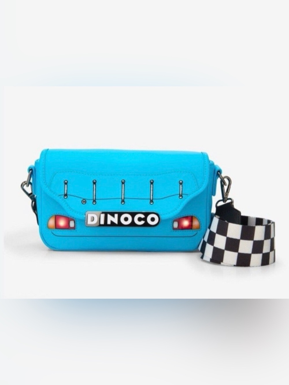 Loungefly Light Up Blue Dinoco Crossbody Bag with Checker Strap
